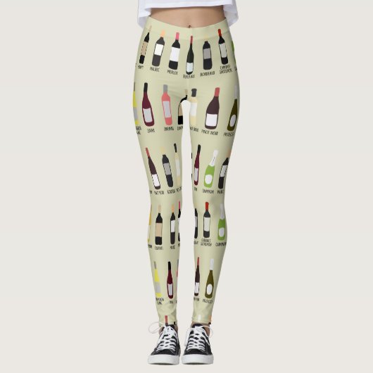 Wijnoverloopflessen met namen gepatterd leggings (Voorkant)