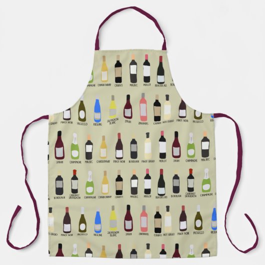 Wijnoverloopflessen met namen gepatterd schort (Voorkant)