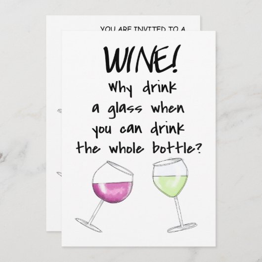 Wijnpartij bij het Testen Funny Gezegde Drink Bott Kaart (Voorkant / Achterkant)