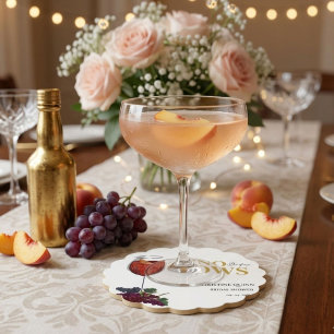 Wijnproeverij bruidsdouche voor de huwelijksgeloft kartonnen onderzetters