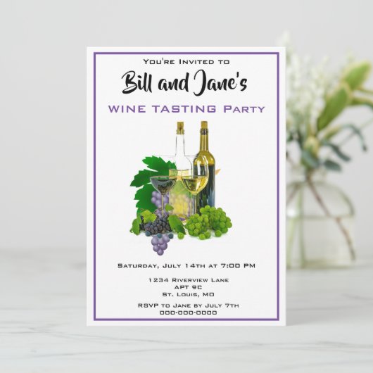Wijnproeverij Feest Uitnodiging (Staand voorkant)