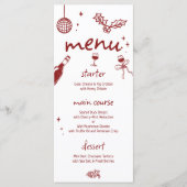 Wijnproeverij Feestdag Kerst Handgetekend Menu (Voorkant)