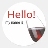Wijnproeverij hallo naamplaatje ronde sticker (Voorkant)