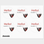 Wijnproeverij hallo naamplaatje ronde sticker (Vel)