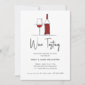 Wijnproeverij Moderne Lijn Tekening Rode Vino Kaart (Voorkant)