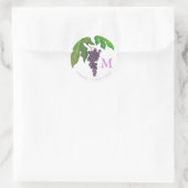 Wijnproeverij Party Druiven Monogram Ronde Sticker (Tas)