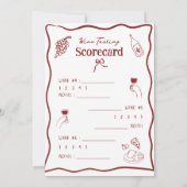 Wijnproeverij Scorekaart Handgetekende Scoreblad Kaart (Achterkant)