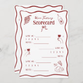Wijnproeverij Scorekaart Handgetekende Scoreblad Kaart (Voorkant / Achterkant)