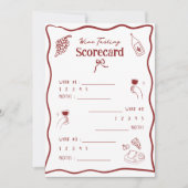 Wijnproeverij Scorekaart Handgetekende Scorekaart Kaart (Voorkant)
