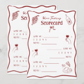 Wijnproeverij Scorekaart Handgetekende Scorekaart Kaart (Voorkant / Achterkant)