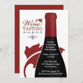 Wijnproeverij Verjaardagsfeest Platte Uitnodiging (Voorkant / Achterkant)