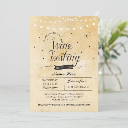 Wijnproeverij Verjaardagsfeest Rustiek ELKE LEEFTI Kaart (Staand voorkant)