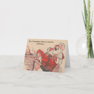 Wijnproeverij, zit op de schoot van de Kerstman GR Feestdagen Kaart
