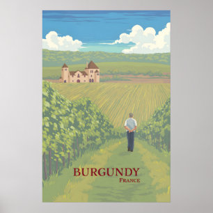 Wijnregio Bourgogne Frankrijk Reisposter Poster