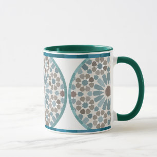 Wijnrode en groene geometrische patroon mok