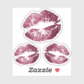 Wijnrode glitter lippen - Kiss-Cut Sticker (Vel)