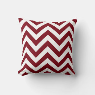 Wijnrood en Wit Groot Chevron ZigZag Patroon Kussen