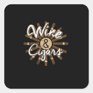 Wijnsigaren Sigaar Roker Wijnliefhebber Gift Vierkante Sticker
