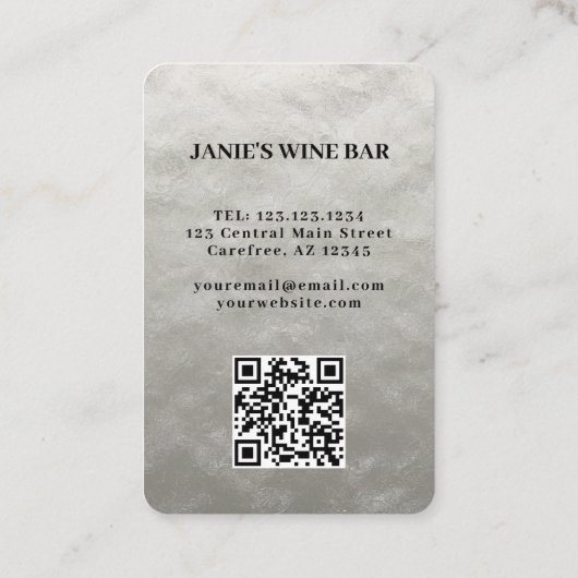 Wijnstang QR-code Scannable Visitekaartje (Achterkant)