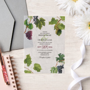 Wijnstok Druiven Mediterrane Griekse Eiland Trouw Vellum Uitnodigingen