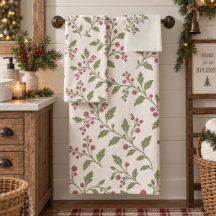 Wijnstok en Bes Kerst Patroon Cran Ivory ID1337