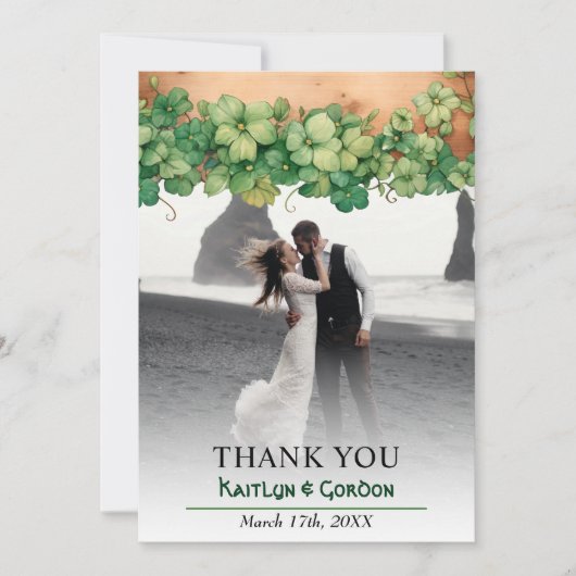 Wijnstok en hout rustieke St Patricks Day bruiloft Bedankkaart (Voorkant)