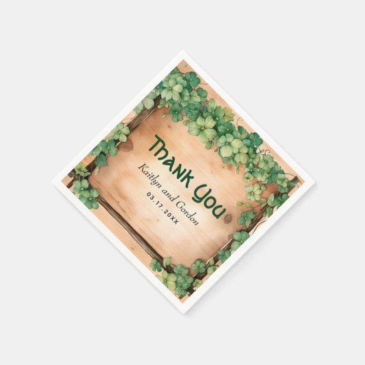 Wijnstok en hout St Patricks Day rustieke bruiloft Servet (Hoek)