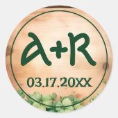 Wijnstok op hout St Patricks Day Ierse bruiloft Ronde Sticker (Voorkant)