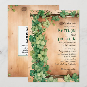 Wijnstok op hout St Patrick's Day QR rustieke brui Kaart