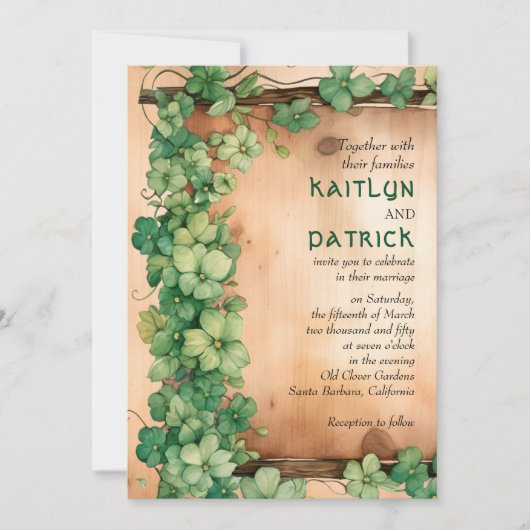 Wijnstok op hout St Patrick's Day QR rustieke brui Kaart (Voorkant)