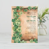 Wijnstok op hout St Patrick's Day QR rustieke brui Kaart (Staand voorkant)