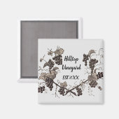 Wijnstokdruiven Vine Sketch Etching Winery Magneet (Voorkant / Achterkant)