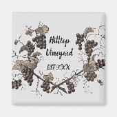 Wijnstokdruiven Vine Sketch  Etching Winery Magneet (Voorkant)