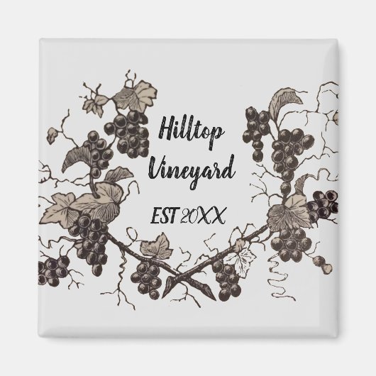 Wijnstokdruiven Vine Sketch Etching Winery Magneet (Voorkant)