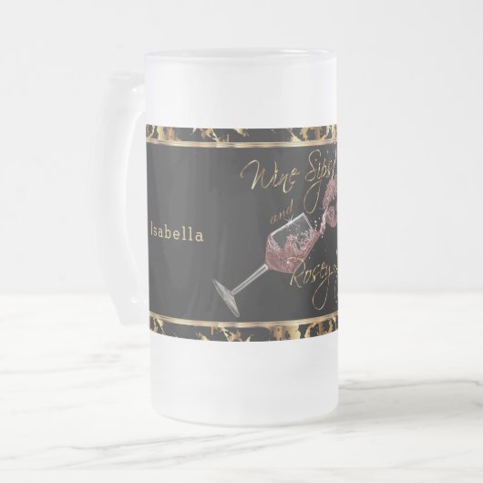 Wijnstokjes en rosey - marmer matglas bierpul (Voorkant links)