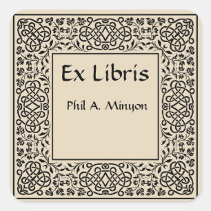 wijnstokken en in elkaar grijpende knopen Bookpla Vierkante Sticker