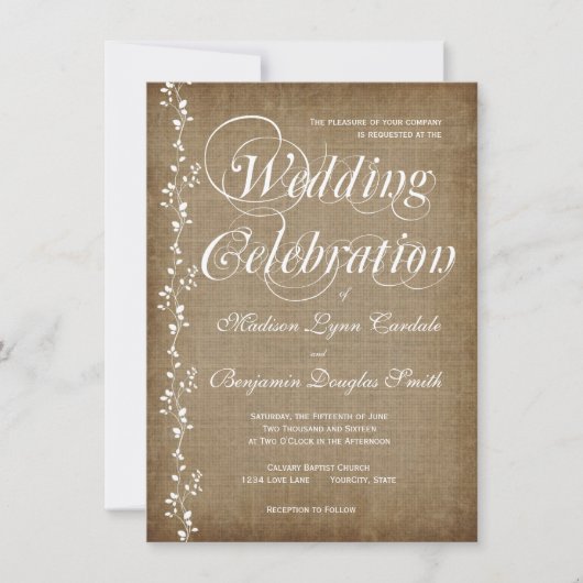  wijnstokken Rustic country Wedding Invitation Kaart (Voorkant)