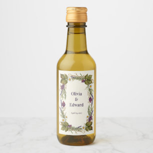 Wijnstokrand met vintage botanische illustraties wijn etiket