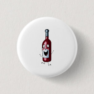 Wijnthema, rode wijn, fles wijn ronde button 3,2 cm