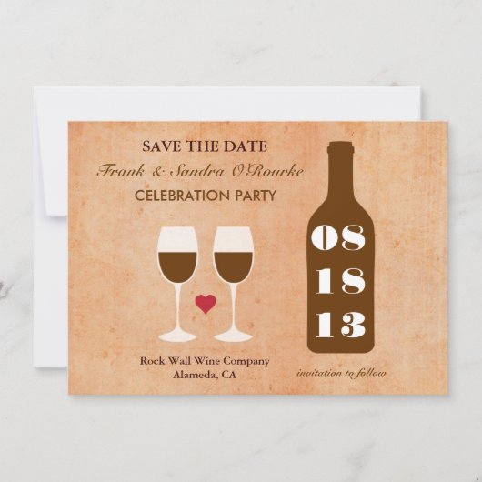Wijnthema Sla de datumkaart op Save The Date (Voorkant)