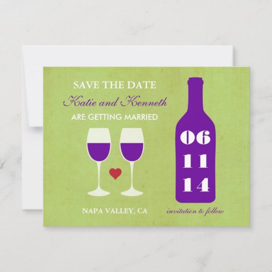 Wijnthema Sla de datumkaart op Save The Date (Voorkant)
