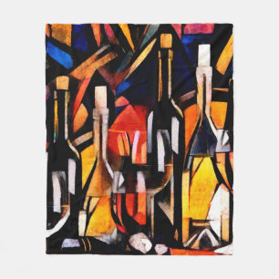 Wijnthema's in de stijl van het cubisme. Flessen, Fleece Deken