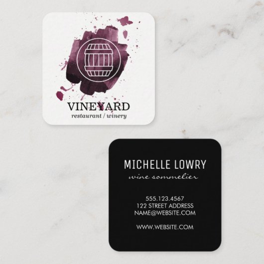 Wijnvat | Artistiek Geborsteld | Wijngaard Vierkante Visitekaartje (Voorkant / Achterkant)