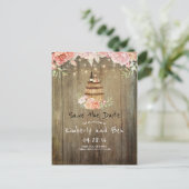 Wijnvat en Roze Rustieke Bloemen Save the Date Aankondigingskaart (Staand voorkant)