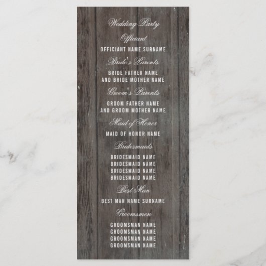 Wijnvat Rustieke Bloemen Bruiloft Programma's (Achterkant)