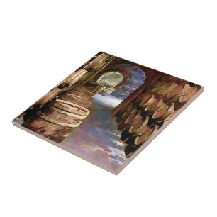 Wijnvaten in de wijnkelder tegeltje