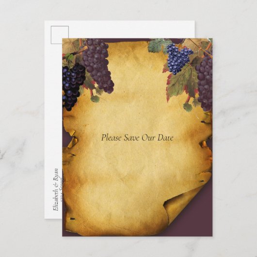 Wijnveld Wijngaard Trouw Datum Opslaan Aankondigingskaart (Voorkant / Achterkant)