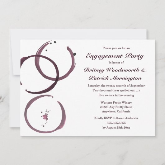 Wijnvlek Vineyard Engagement Party Uitnodigingen (Voorkant)