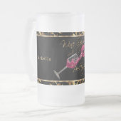 Wijnzegels en  roze lips - marmer matglas bierpul (Voorkant links)