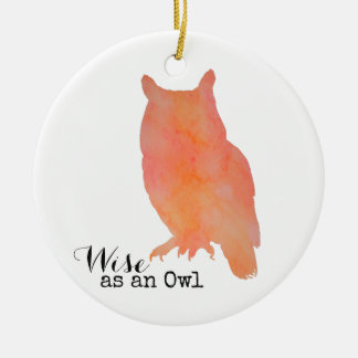 Wijs als een Uil Typografische Waterverf Keramisch Ornament